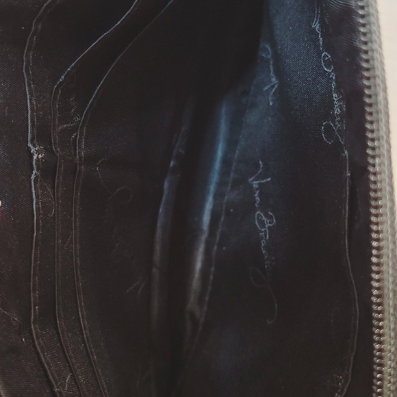 Vera Bradley Pebbled Faux Leather Wristlet‎ Wallet Gray Black With Flaws - Picture 7 of 8